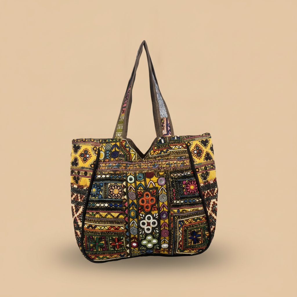 Shell Tassel Handcrafted Oversized Tote Bag — Amber Horizon