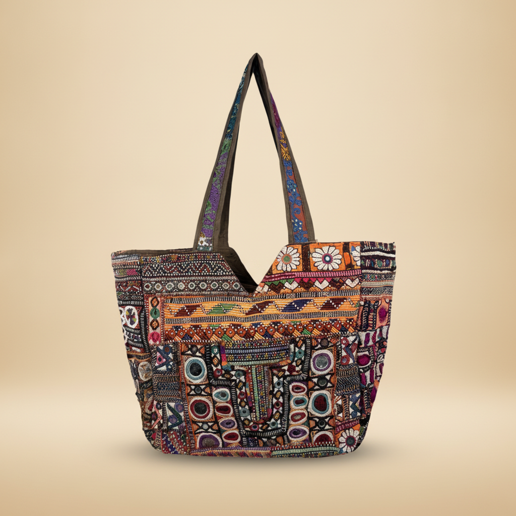 Shell Tassel Handcrafted Tote Bag — Ruby Mosaic