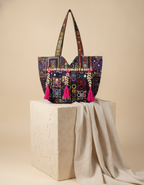 Shell Tassel Handcrafted Tote Bag — Merlot Mosaic