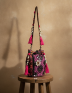 Shell Tassel Handcrafted Bucket Bag — Orchid Dahlia (Medium)