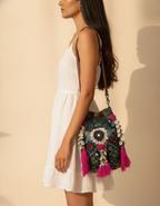Shell Tassel Handcrafted Bucket Bag — Pine Bloom (Medium)