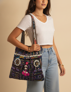 Shell Tassel Handcrafted Tote Bag — Midnight Jharokha