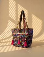 Shell Tassel Handcrafted Tote Bag — Merlot Mosaic