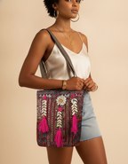 Shell Tassel Handcrafted Tote Bag — Umber Fringe