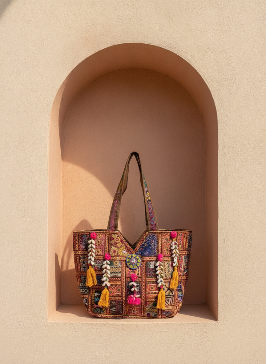 Shell Tassel Handcrafted Oversized Tote Bag — Ochre Expedition