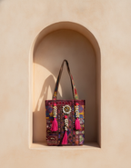 Shell Tassel Handcrafted Tote Bag — Merlot Fringe