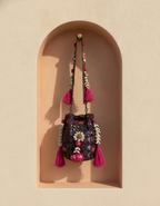Shell Tassel Handcrafted Bucket Bag — Blackberry Bloom (Medium)