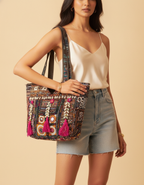 Shell Tassel Handcrafted Tote Bag — Ruby Mosaic