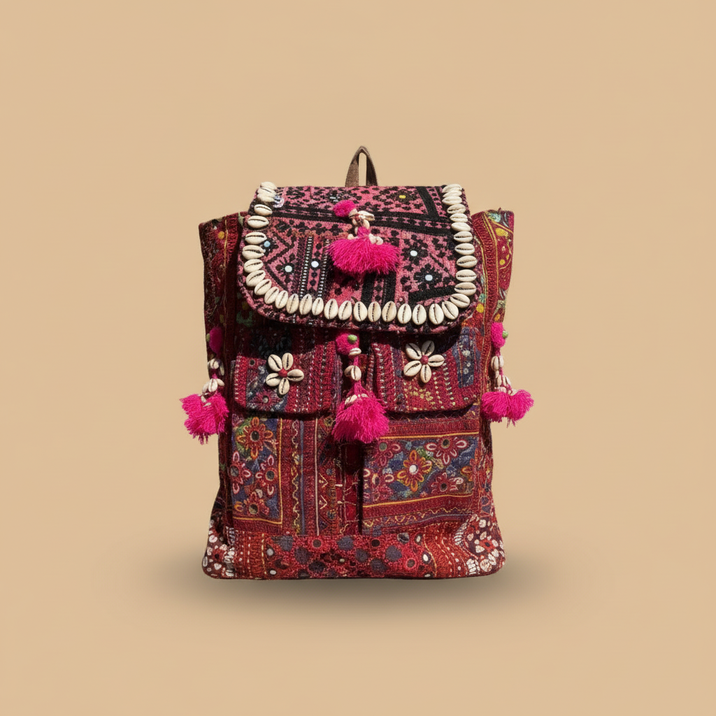 Shell Tassel Handcrafted Backpack — Mulberry Wayfarer