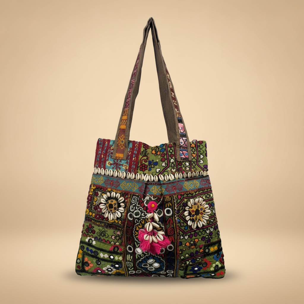 Shell Tassel Handcrafted Tote Bag — Plum Toran