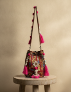 Shell Tassel Handcrafted Bucket Bag — Cinnamon Spark (Medium)