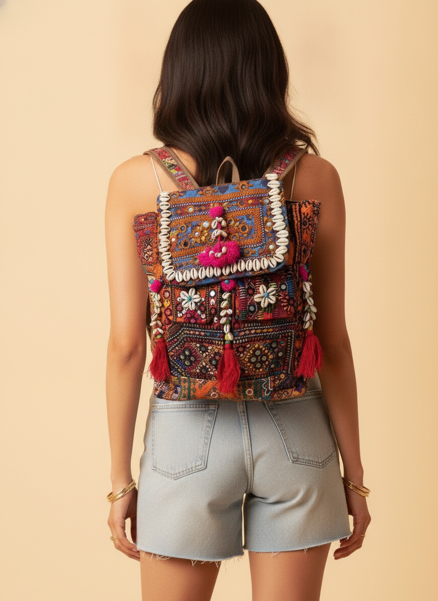 Shell Tassel Handcrafted Backpack — Copper Caravan