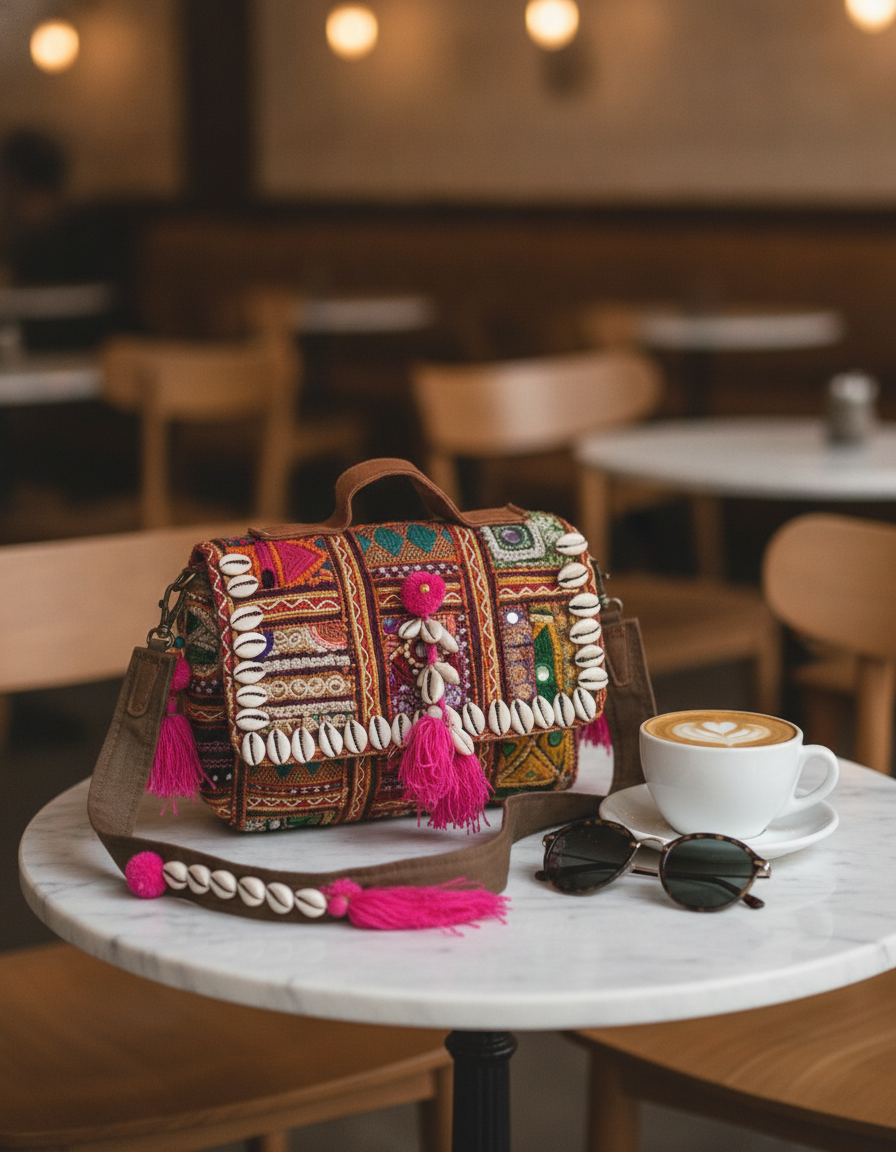 Shell Tassel Handcrafted Crossbody Bag — Mehfil (Mini)