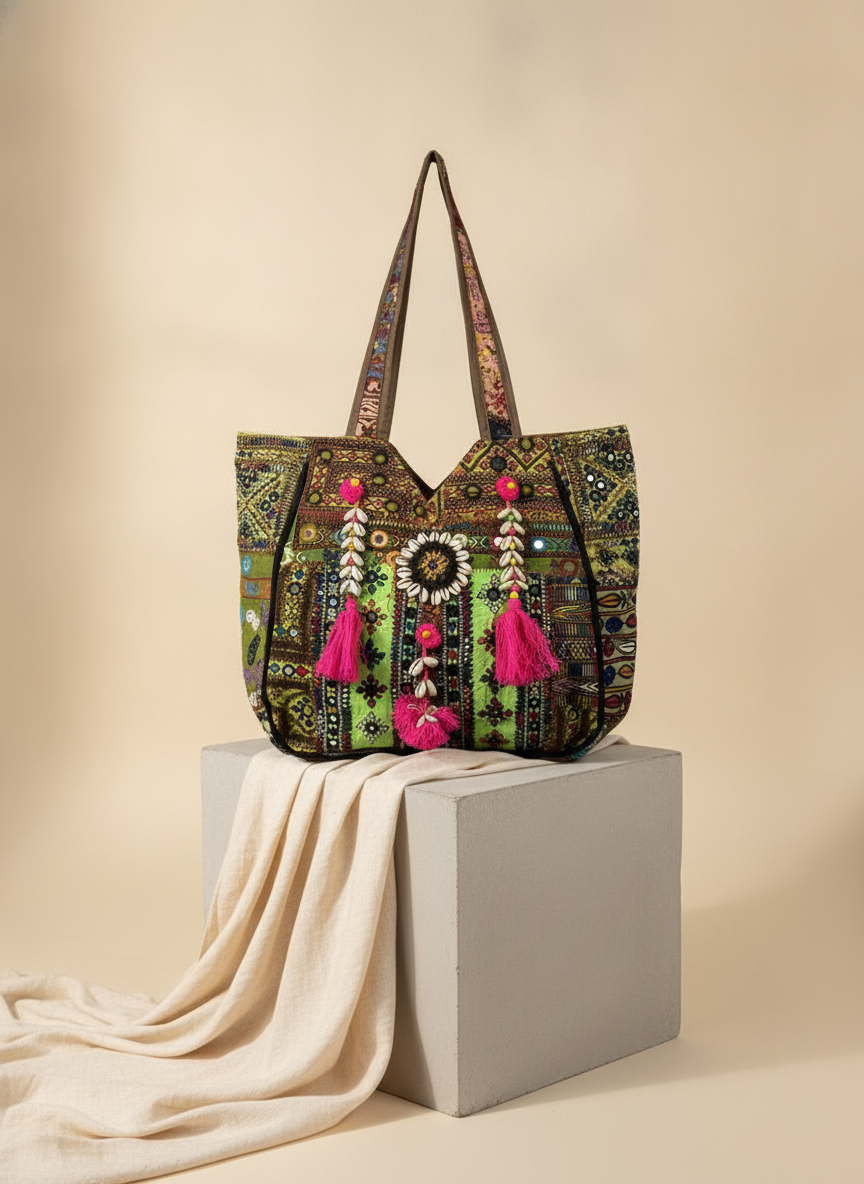 Shell Tassel Handcrafted Oversized Tote Bag — Willow Trail