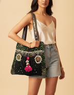 Shell Tassel Handcrafted Tote Bag — Forest Haveli
