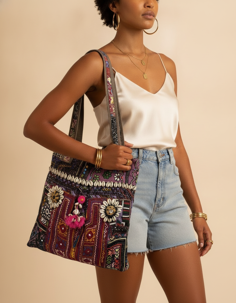 Shell Tassel Handcrafted Tote Bag — Rosewood Chhatri