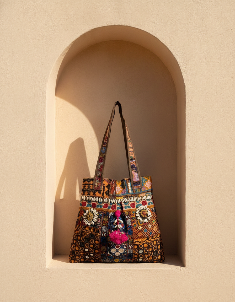 Shell Tassel Handcrafted Tote Bag — Copper Mahal