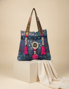 Shell Tassel Handcrafted Tote Bag — Indigo Jharokha