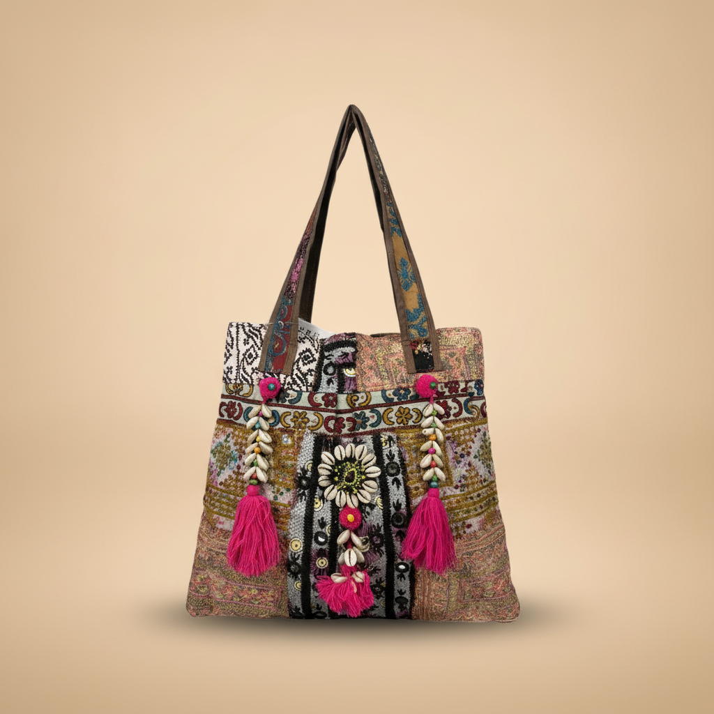 Shell Tassel Handcrafted Tote Bag — Sandstone Haveli