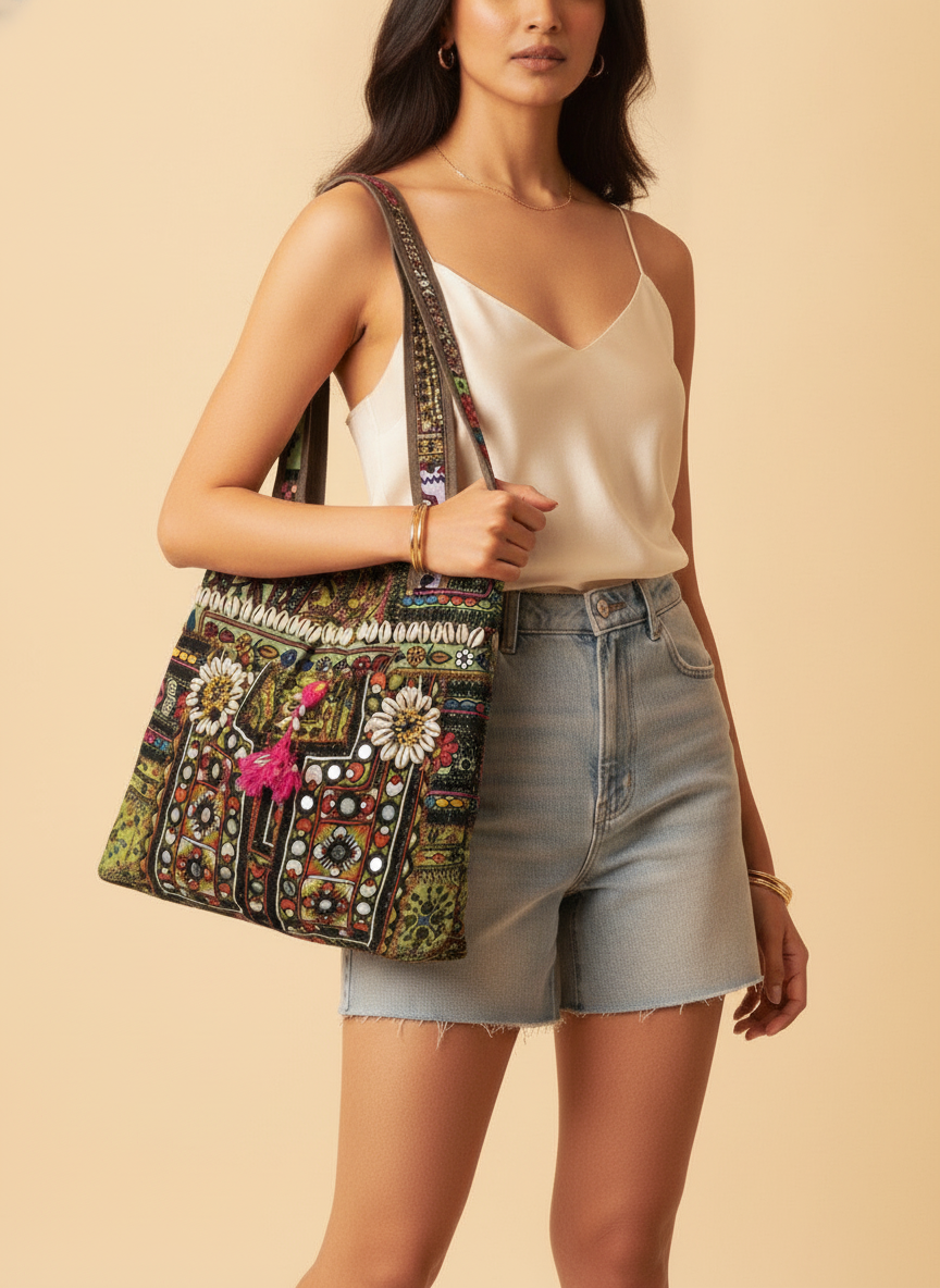 Shell Tassel Handcrafted Tote Bag — Umber Rajwada