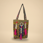 Shell Tassel Handcrafted Tote Bag — Ochre Fringe