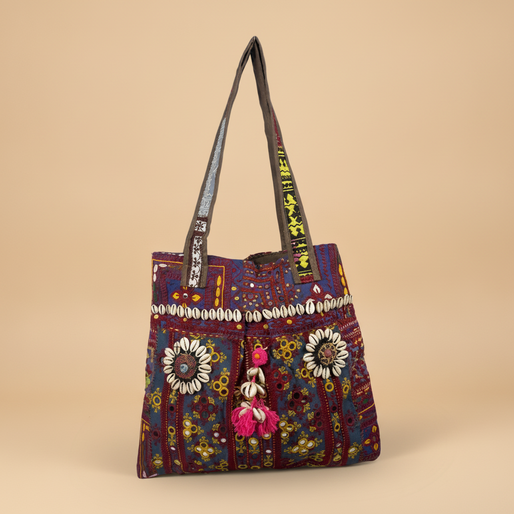 Shell Tassel Handcrafted Tote Bag — Amethyst Darbar