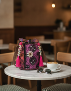 Shell Tassel Handcrafted Bucket Bag — Orchid Dahlia (Medium)