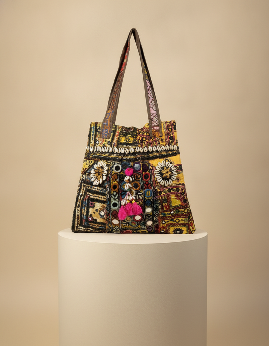 Shell Tassel Handcrafted Tote Bag — Turmeric Mehrab