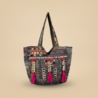 Shell Tassel Handcrafted Tote Bag — Slate Tapestry