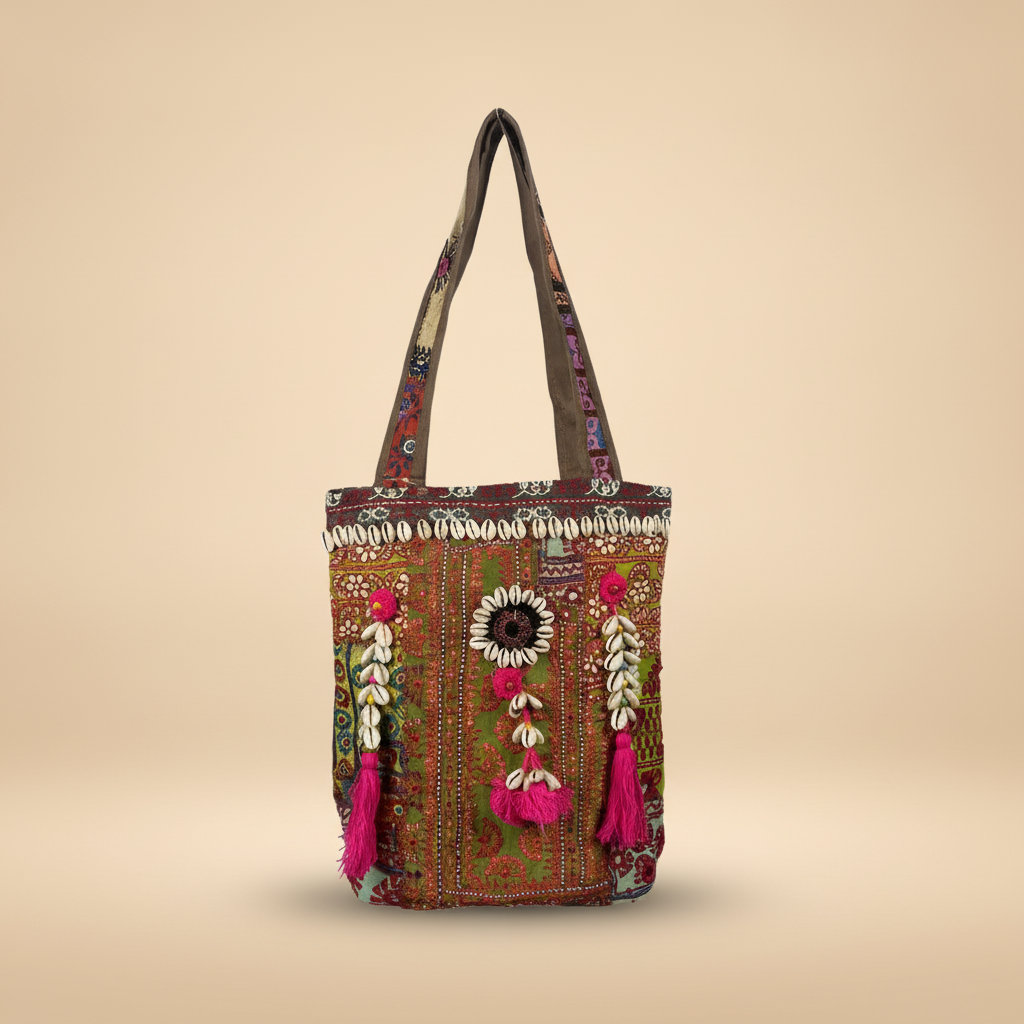 Shell Tassel Handcrafted Tote Bag — Sienna Mosaic