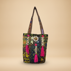 Shell Tassel Handcrafted Tote Bag — Moss Fringe