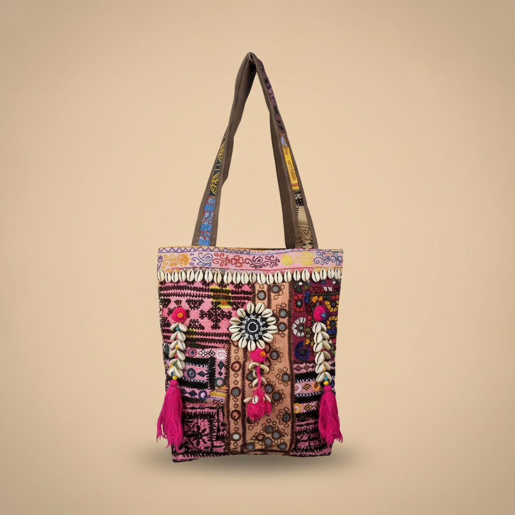 Shell Tassel Handcrafted Tote Bag — Rosewood Tapestry