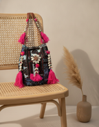 Shell Tassel Handcrafted Bucket Bag — Lagoon Aura (Medium)