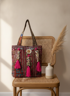 Shell Tassel Handcrafted Tote Bag — Umber Fringe