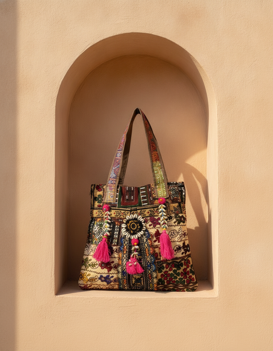 Shell Tassel Handcrafted Tote Bag — Marigold Rajwada