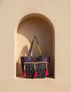 Shell Tassel Handcrafted Tote Bag — Indigo Tapestry