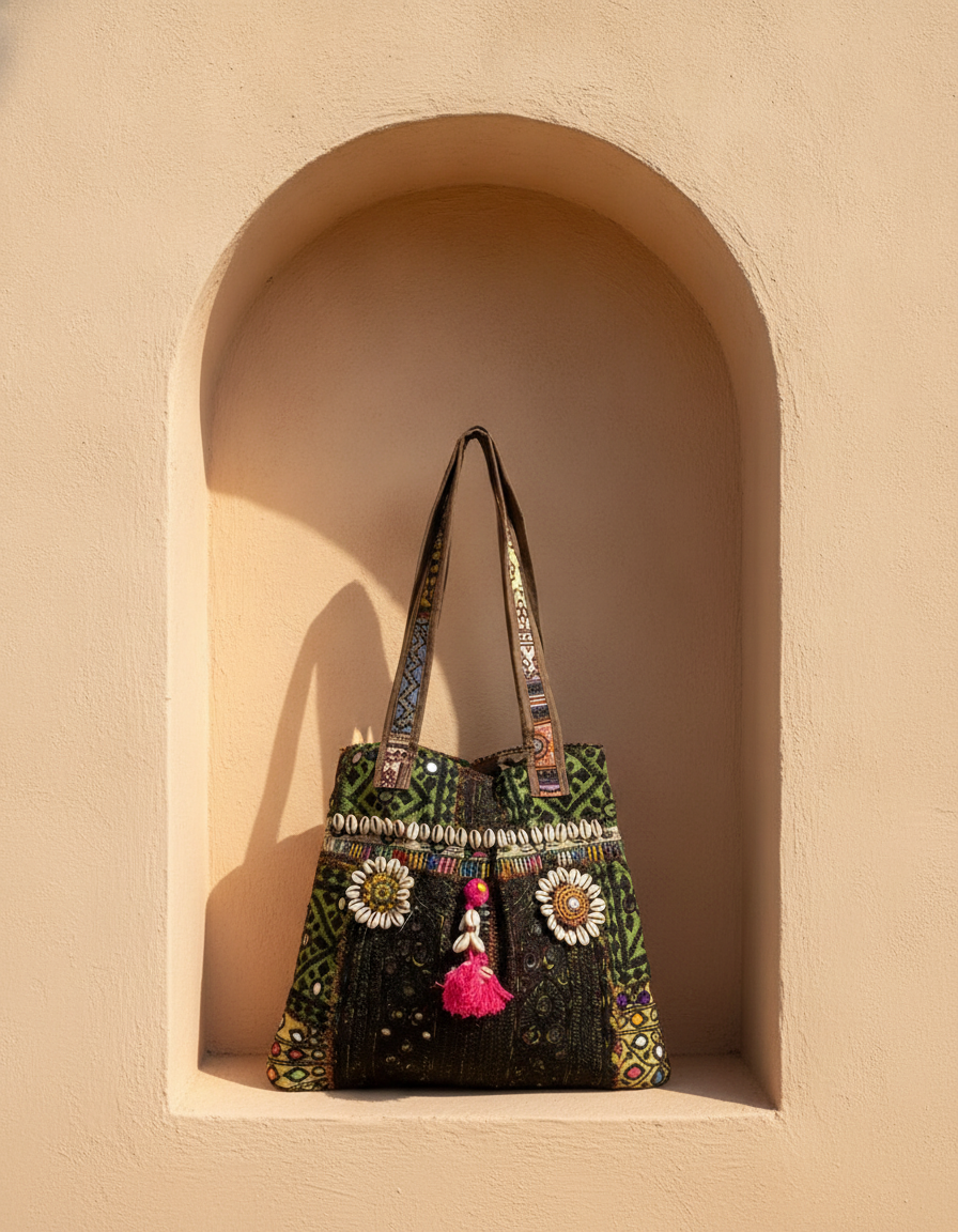 Shell Tassel Handcrafted Tote Bag — Forest Haveli