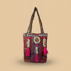 Shell Tassel Handcrafted Tote Bag — Garnet Fringe