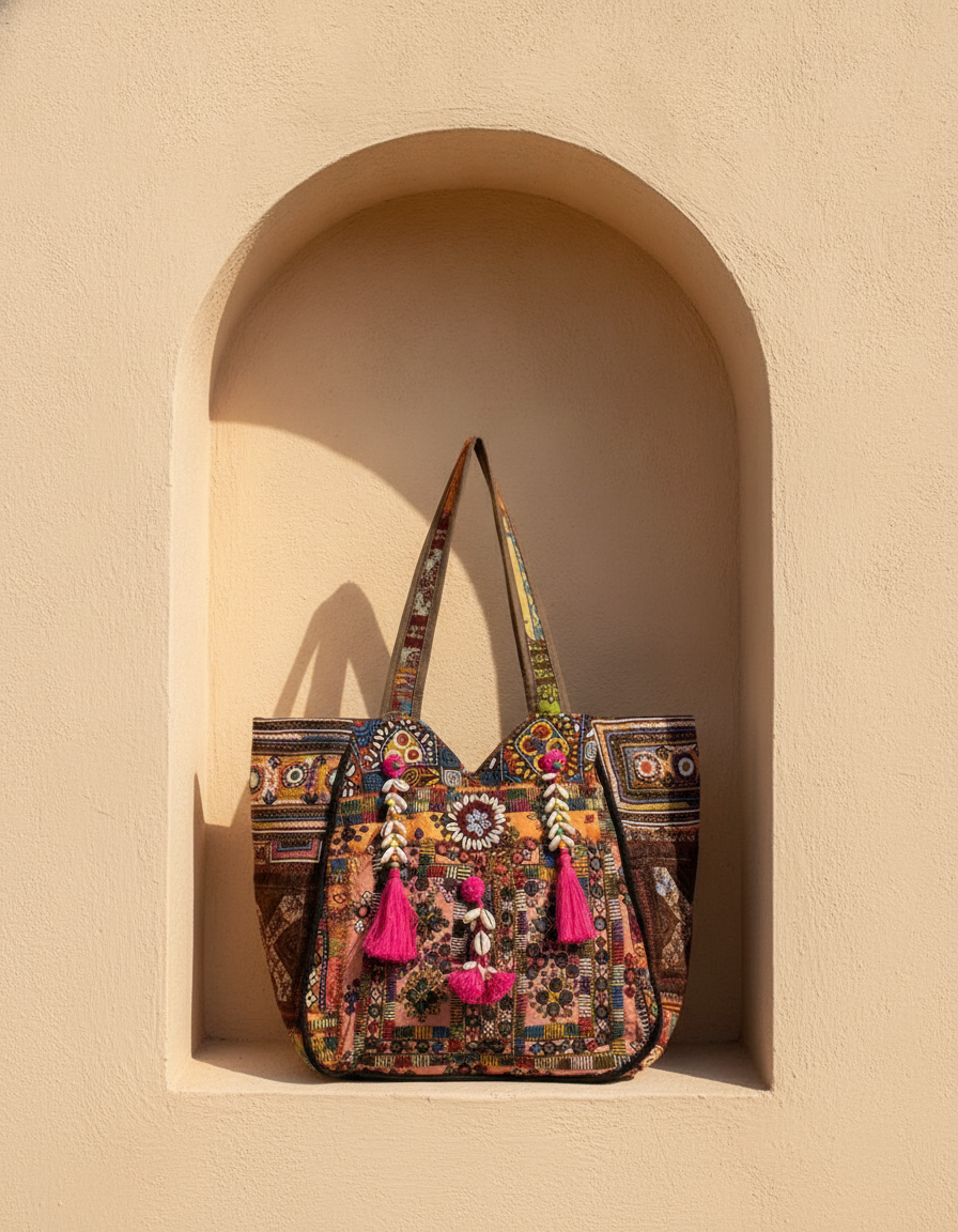 Shell Tassel Handcrafted Oversized Tote Bag — Sienna Sojourn