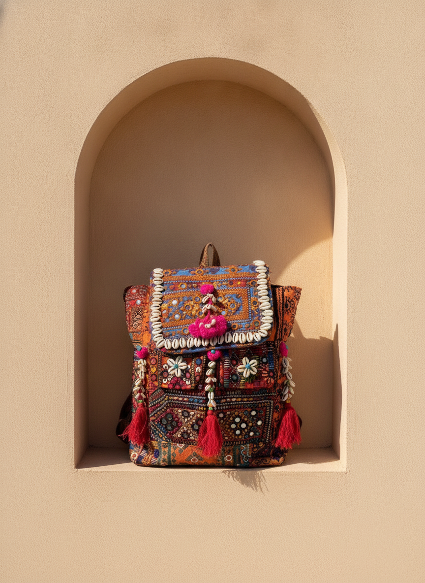 Shell Tassel Handcrafted Backpack — Copper Caravan