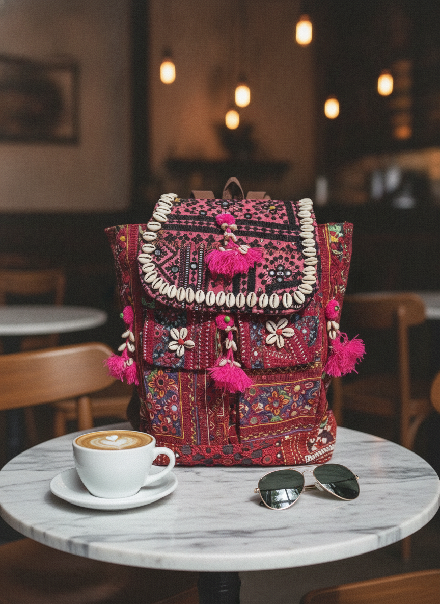 Shell Tassel Handcrafted Backpack — Mulberry Wayfarer