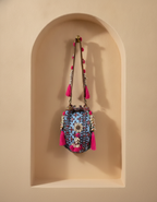Shell Tassel Handcrafted Bucket Bag — Teal Prism (Medium)