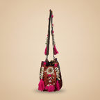 Shell Tassel Handcrafted Bucket Bag — Vermilion Spark (Medium)