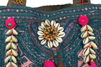 Shell Tassel Handcrafted Tote Bag — Teal Tapestry