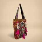 Shell Tassel Handcrafted Tote Bag — Crimson Mosaic