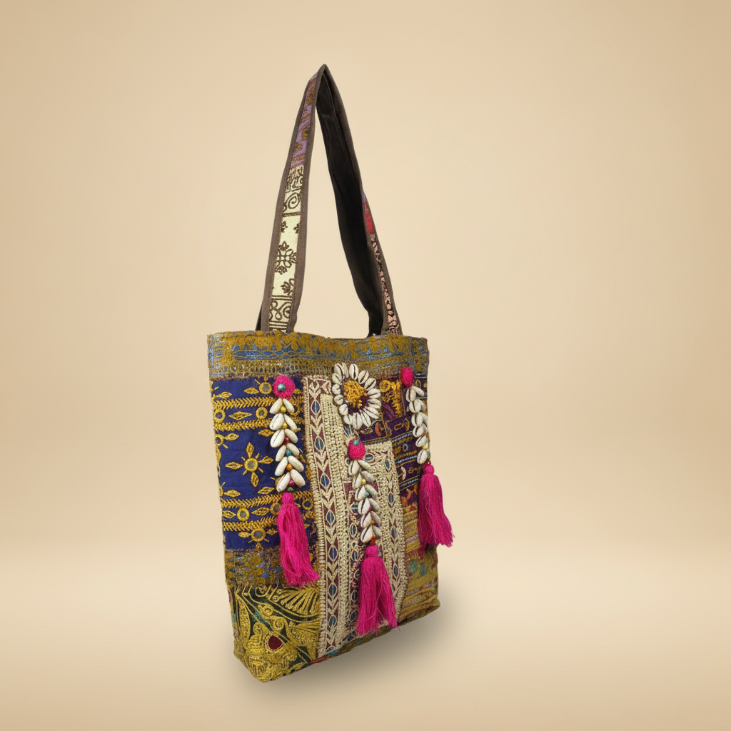 Shell Tassel Handcrafted Tote Bag — Honey Fringe