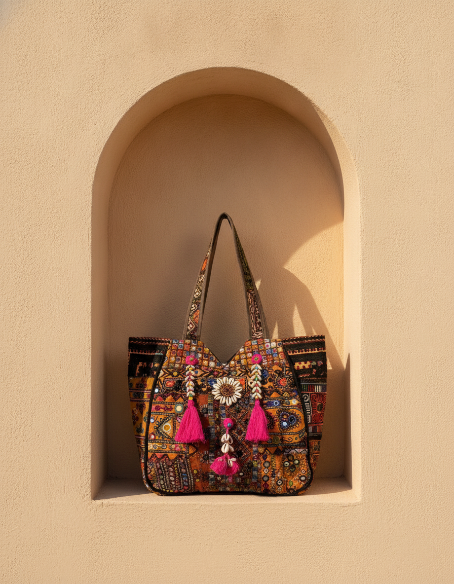 Shell Tassel Handcrafted Oversized Tote Bag — Chestnut Expedition