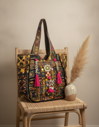 Shell Tassel Handcrafted Oversized Tote Bag — Amber Horizon