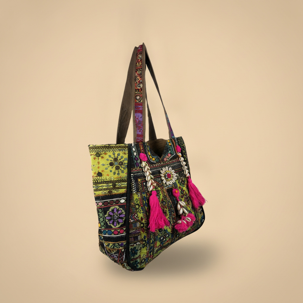 Shell Tassel Handcrafted Oversized Tote Bag — Fern Crossing