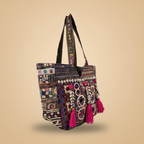 Shell Tassel Handcrafted Tote Bag — Onyx Tapestry